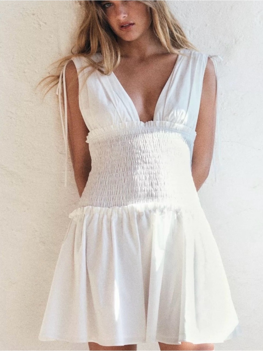 Zara Poplin Mini Dress with Bows